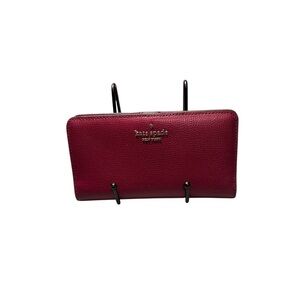 Kate Spade Staci Large Slim Bifold Wallet Deep Wine Burgundy Saffiano Leather